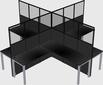 Shared l-shaped cubicles