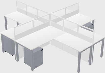 Shared l-shaped cubicles
