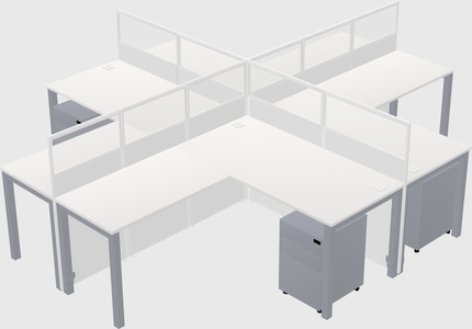 Shared l-shaped cubicles