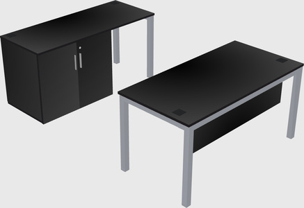 Parallel desk + cabinet