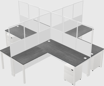 Shared l-shaped cubicles
