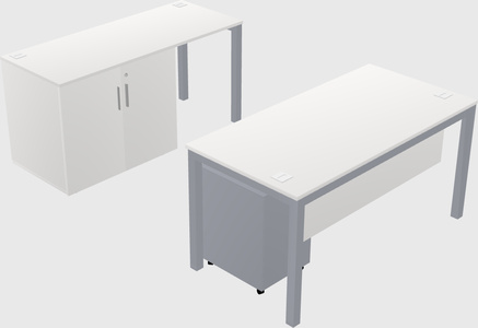 Parallel desk + cabinet