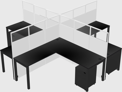 Shared l-shaped cubicles