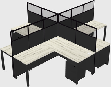 Shared l-shaped cubicles