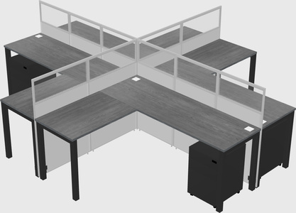 Shared l-shaped cubicles