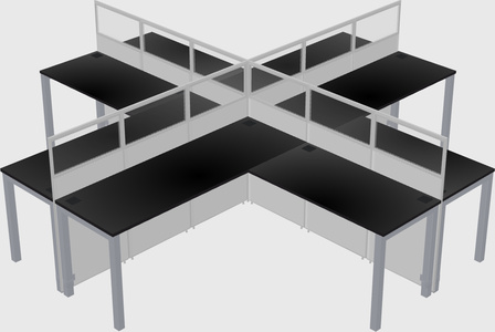 Shared l-shaped cubicles