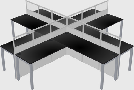 Shared l-shaped cubicles