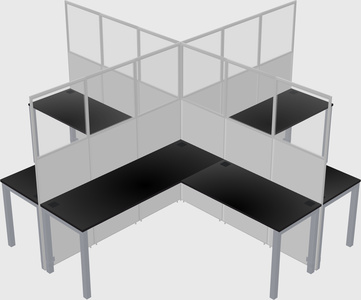 Shared l-shaped cubicles