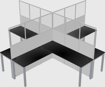Shared l-shaped cubicles