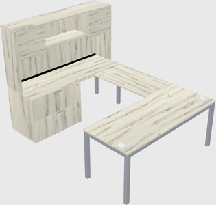 U-shaped desk + file cabinet