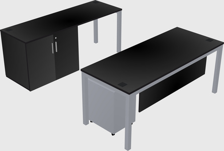 Parallel desk + cabinet