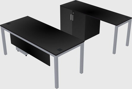 Parallel desk + cabinet