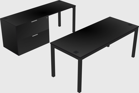 Parallel desk + file cabinet