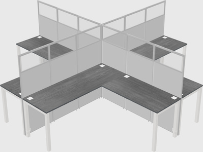 Shared l-shaped cubicles