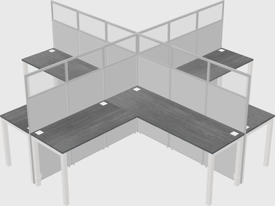 Shared l-shaped cubicles