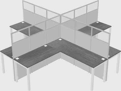 Shared l-shaped cubicles