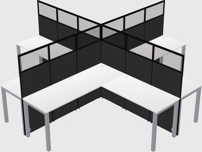 Shared l-shaped cubicles