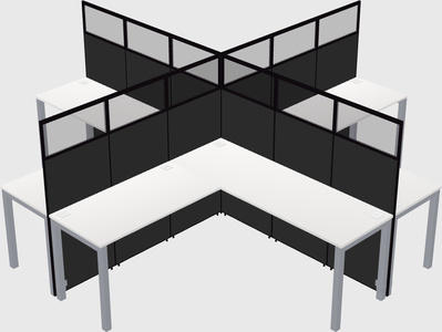 Shared l-shaped cubicles