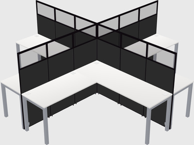 Shared l-shaped cubicles