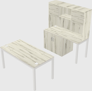 Parallel desk + cabinet