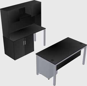 Parallel desk + cabinet