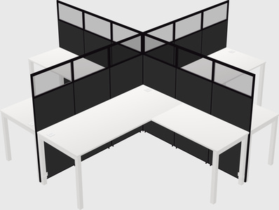 Shared l-shaped cubicles