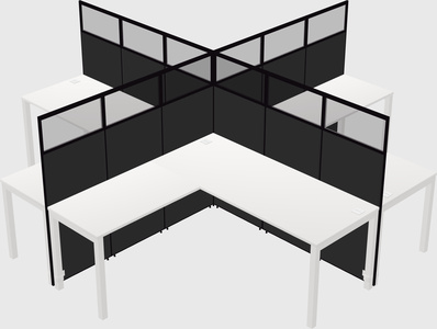 Shared l-shaped cubicles