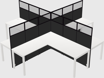 Shared l-shaped cubicles