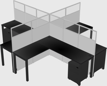 Shared l-shaped cubicles