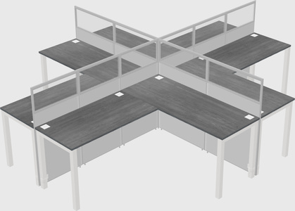 Shared l-shaped cubicles