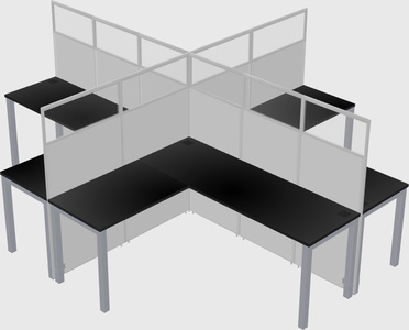 Shared l-shaped cubicles