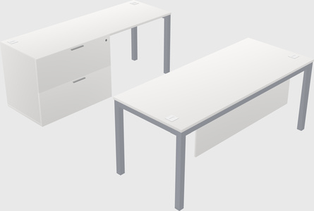 Parallel desk + file cabinet