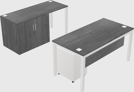 Parallel desk + cabinet