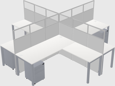 Shared l-shaped cubicles