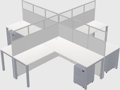 Shared l-shaped cubicles