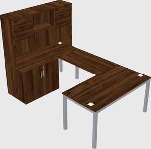 U-shaped desk + cabinet