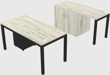 Parallel desk + cabinet