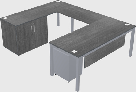 U-shaped desk + cabinet