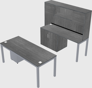 Parallel desk + cabinet