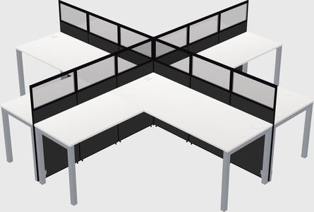 Shared l-shaped cubicles