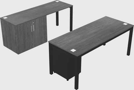 Parallel desk + cabinet