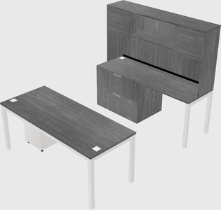 Parallel desk + file cabinet