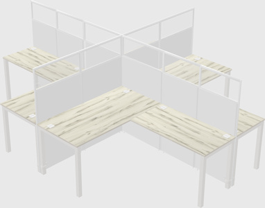 Shared l-shaped cubicles