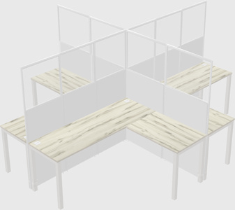 Shared l-shaped cubicles