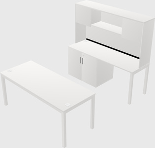 Parallel desk + cabinet