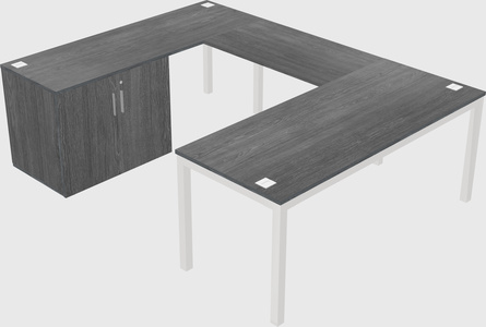 U-shaped desk + cabinet