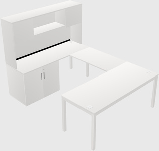 U-shaped desk + cabinet