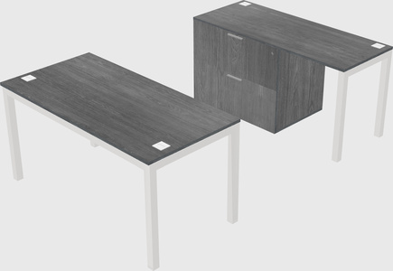 Parallel desk + file cabinet