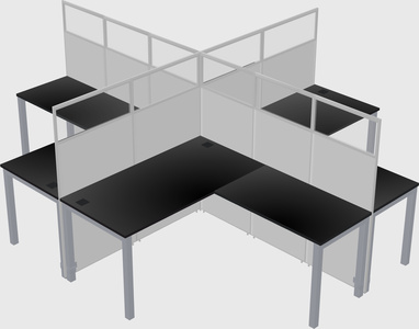 Shared l-shaped cubicles