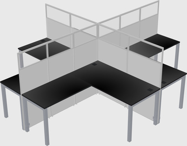 Shared l-shaped cubicles